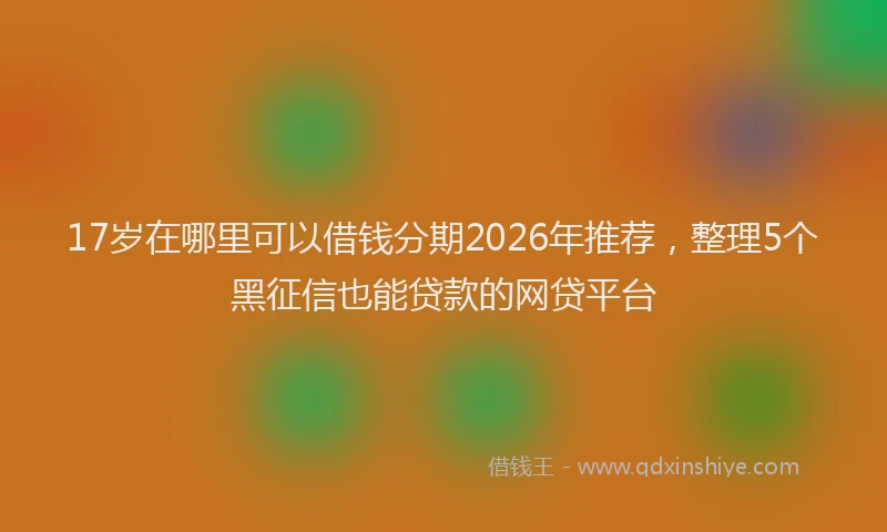 17岁在哪里可以借钱分期2026年推荐，整理5个黑征信也能贷款的网贷平台