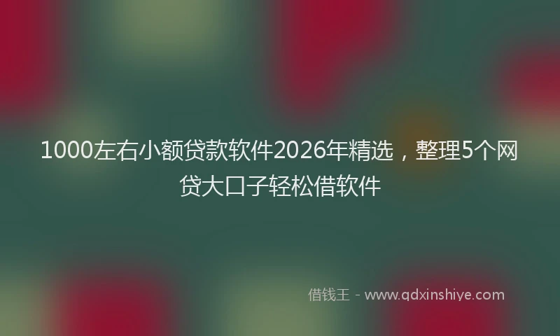 1000左右小额贷款软件2026年精选,整理5个网贷大口子轻松借软件