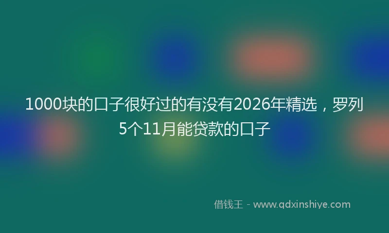 1000块的口子很好过的有没有2026年精选，罗列5个11月能贷款的口子