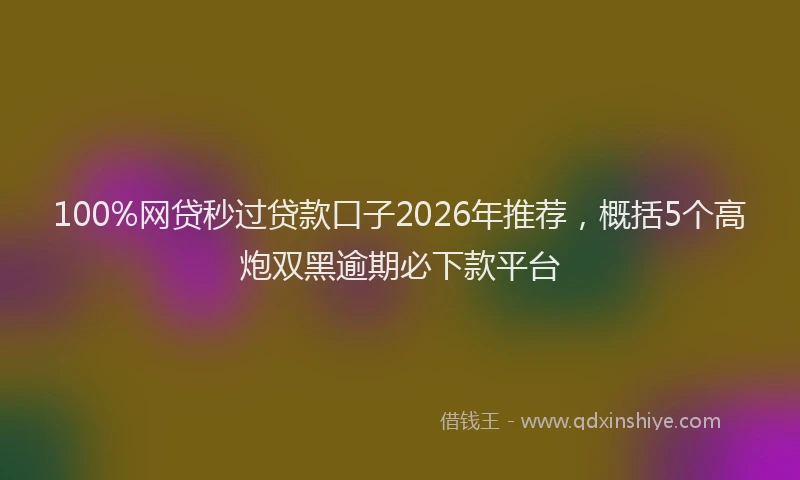 100%网贷秒过贷款口子2026年推荐，概括5个高炮双黑逾期必下款平台