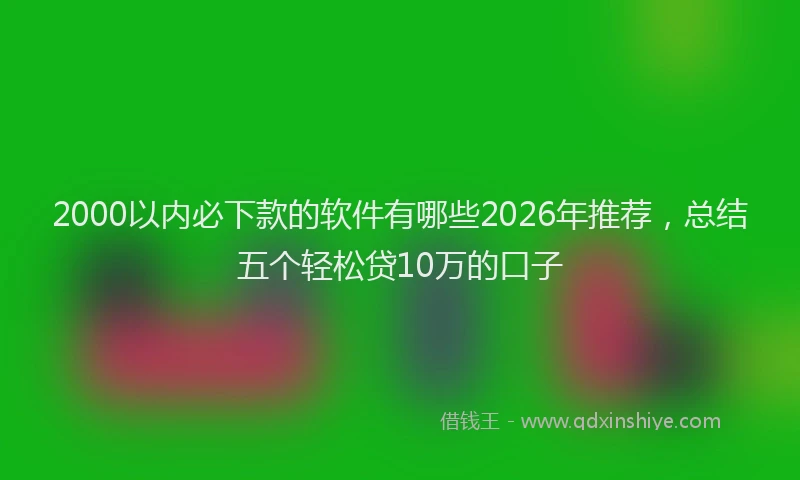 2000以内必下款的软件有哪些2026年推荐，总结五个轻松贷10万的口子
