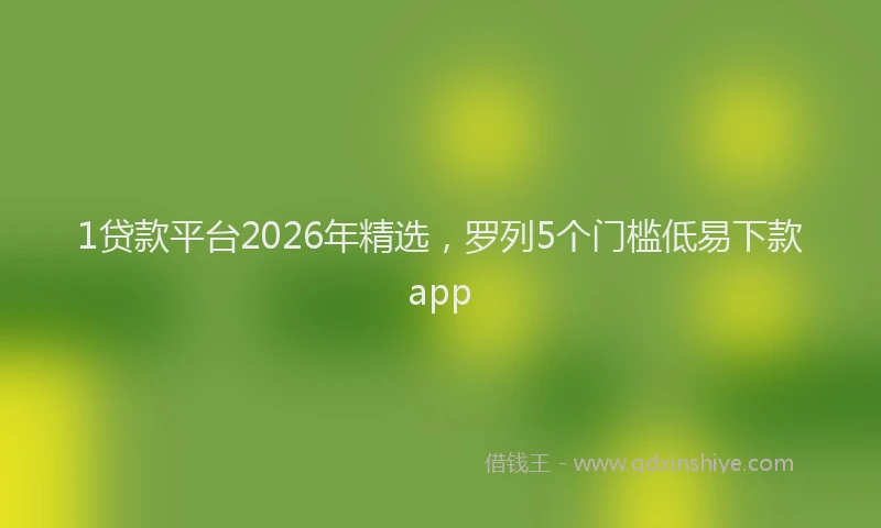 1贷款平台2026年精选，罗列5个门槛低易下款app