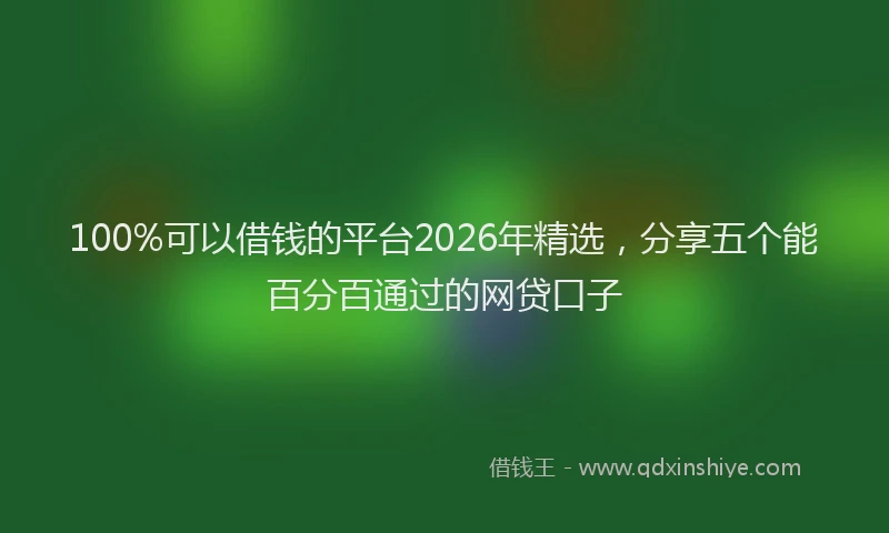 100%可以借钱的平台2026年精选,分享五个能百分百通过的网贷口子