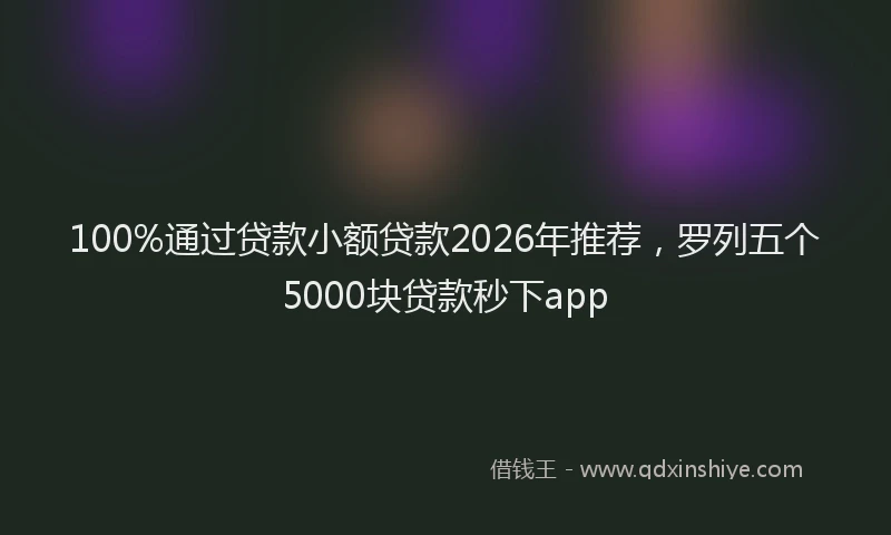 100%通过贷款小额贷款2026年推荐，罗列五个5000块贷款秒下app