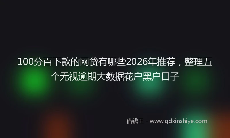 100分百下款的网贷有哪些2026年推荐，整理五个无视逾期大数据花户黑户口子