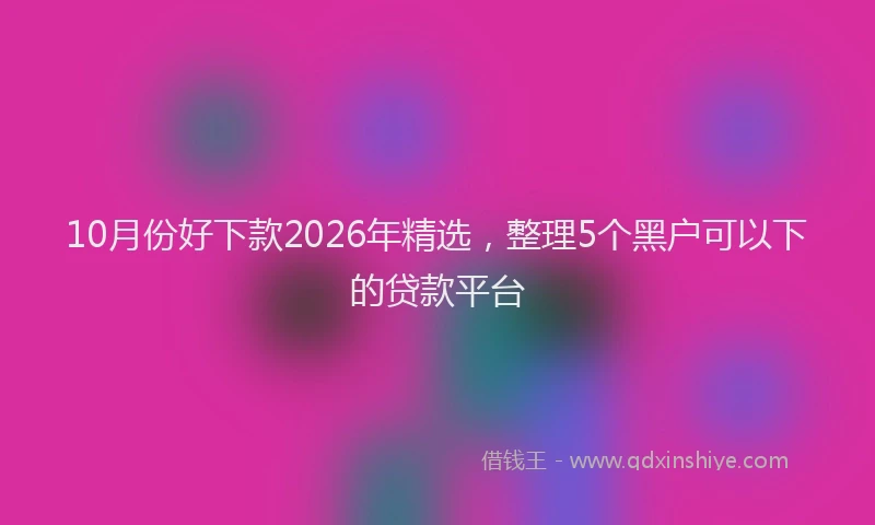 10月份好下款2026年精选，整理5个黑户可以下的贷款平台