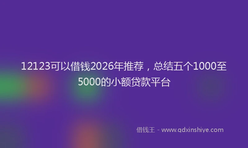 12123可以借钱2026年推荐，总结五个1000至5000的小额贷款平台
