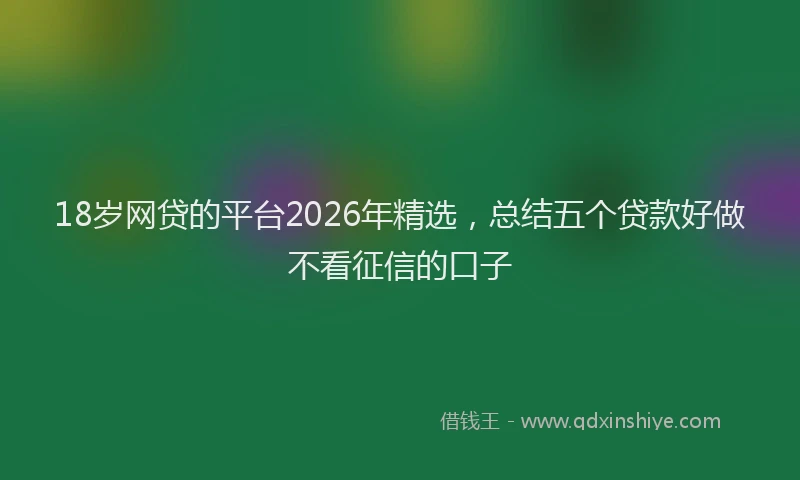18岁网贷的平台2026年精选，总结五个贷款好做不看征信的口子