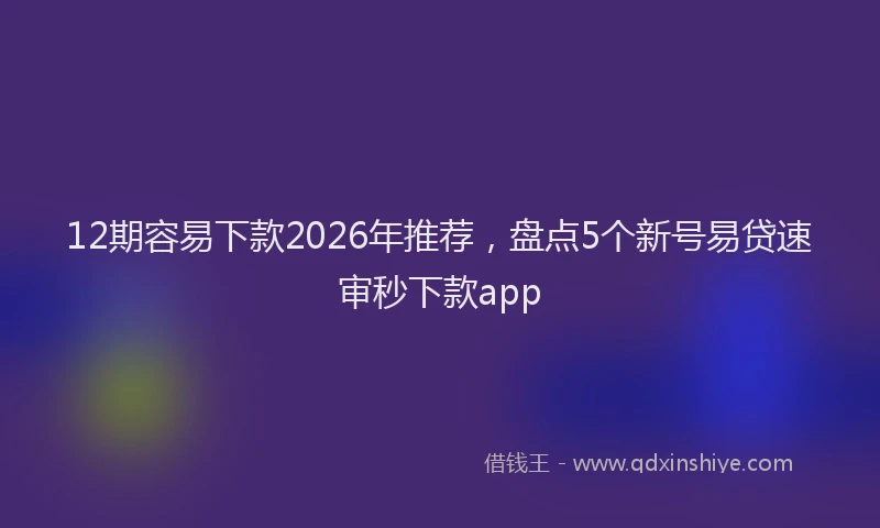 12期容易下款2026年推荐，盘点5个新号易贷速审秒下款app