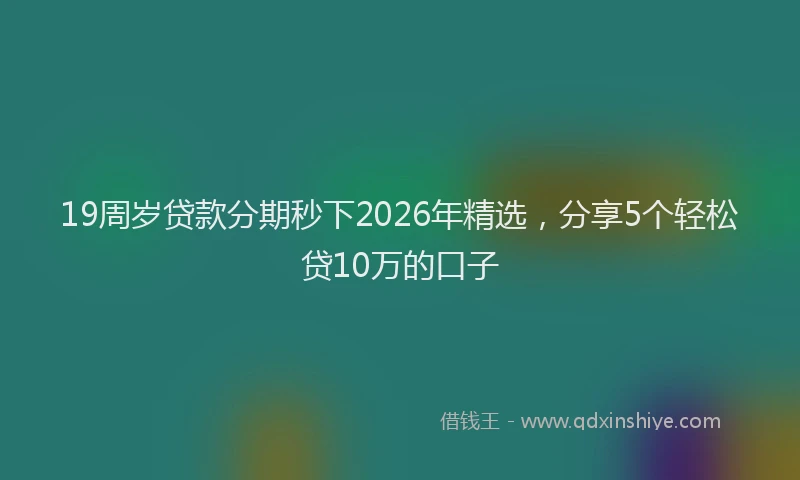 19周岁贷款分期秒下2026年精选，分享5个轻松贷10万的口子