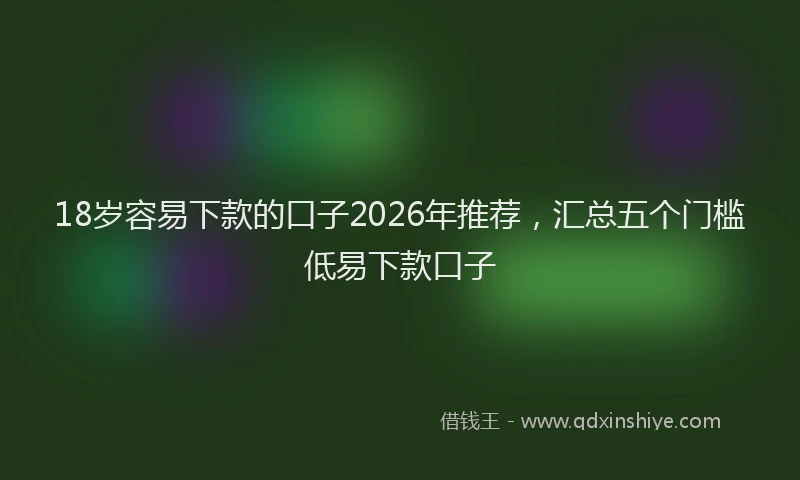 18岁容易下款的口子2026年推荐，汇总五个门槛低易下款口子