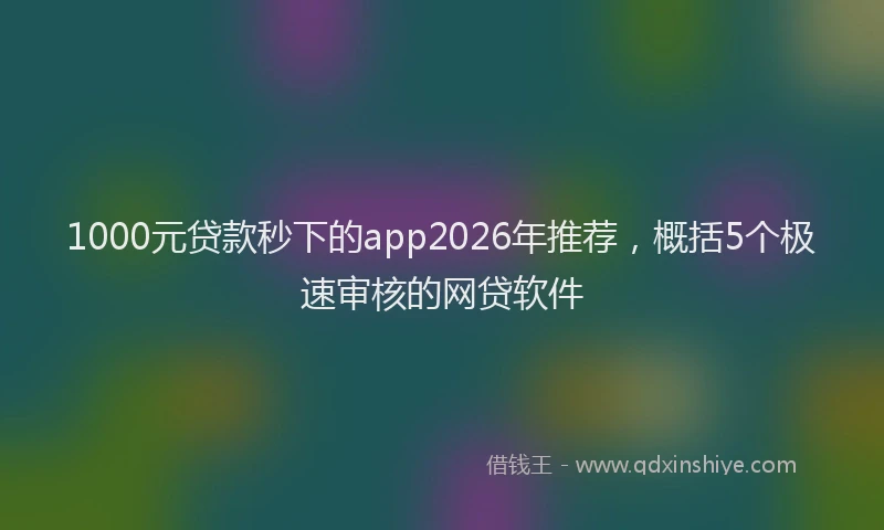 1000元贷款秒下的app2026年推荐，概括5个极速审核的网贷软件