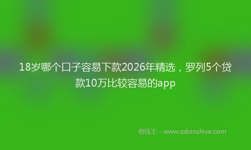 18岁哪个口子容易下款2026年精选，罗列5个贷款10万比较容易的app