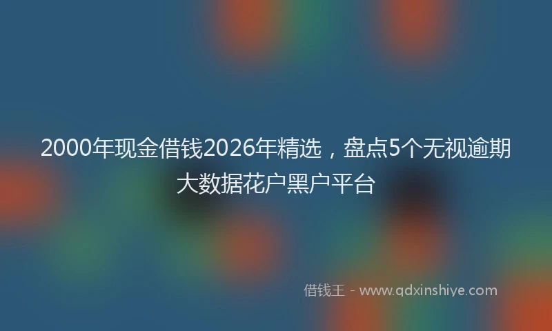 2000年现金借钱2026年精选，盘点5个无视逾期大数据花户黑户平台