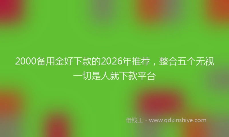 2000备用金好下款的2026年推荐，整合五个无视一切是人就下款平台