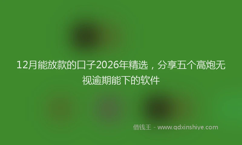 12月能放款的口子2026年精选，分享五个高炮无视逾期能下的软件