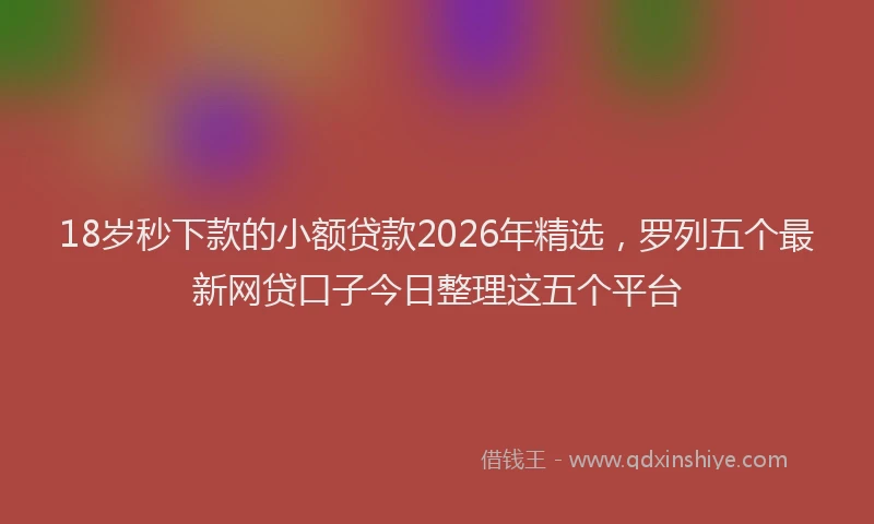 18岁秒下款的小额贷款2026年精选，罗列五个最新网贷口子今日整理这五个平台