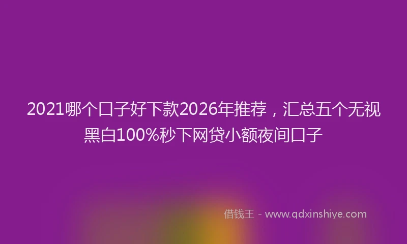 2021哪个口子好下款2026年推荐，汇总五个无视黑白100%秒下网贷小额夜间口子