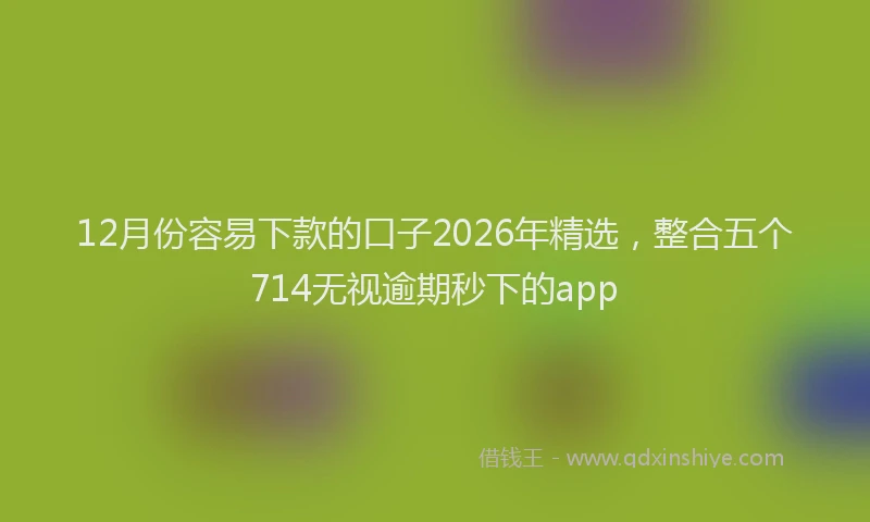 12月份容易下款的口子2026年精选，整合五个714无视逾期秒下的app