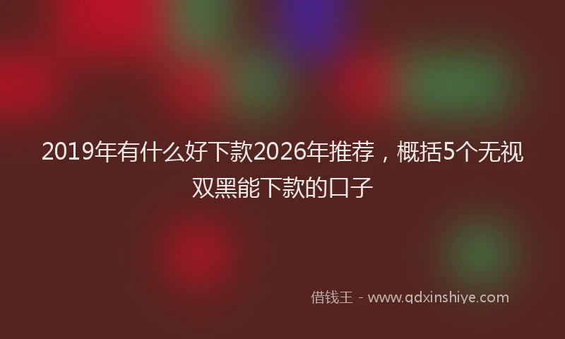 2019年有什么好下款2026年推荐,概括5个无视双黑能下款的口子