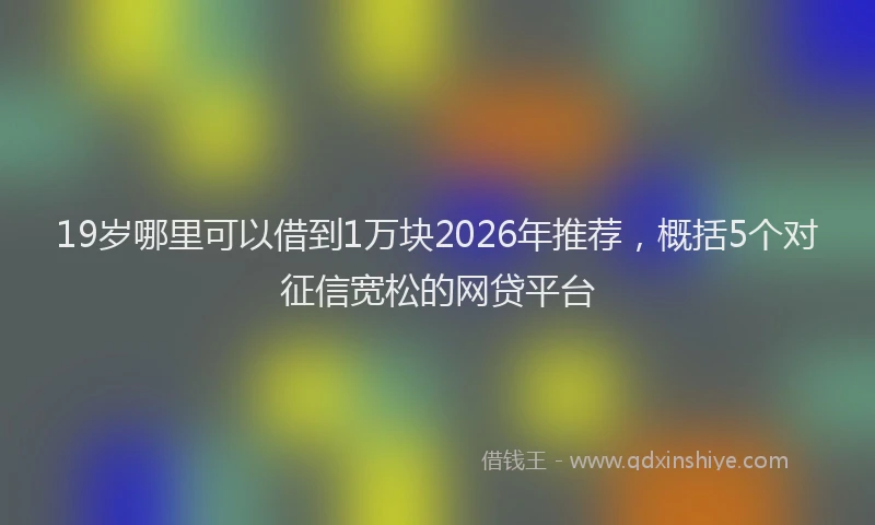 19岁哪里可以借到1万块2026年推荐,概括5个对征信宽松的网贷平台