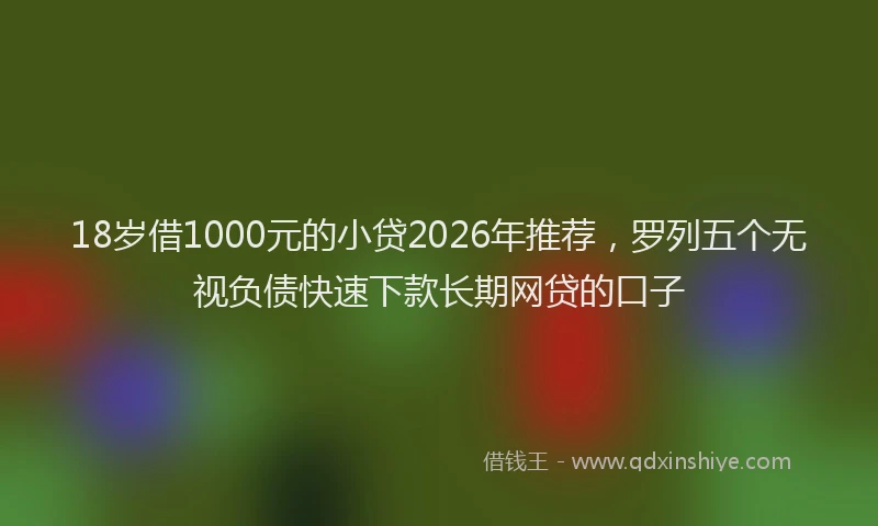 18岁借1000元的小贷2026年推荐，罗列五个无视负债快速下款长期网贷的口子