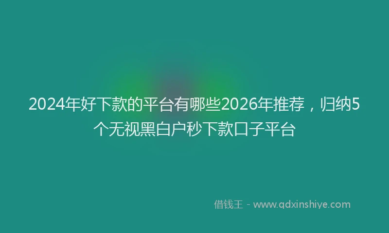 2024年好下款的平台有哪些2026年推荐,归纳5个无视黑白户秒下款口子平台