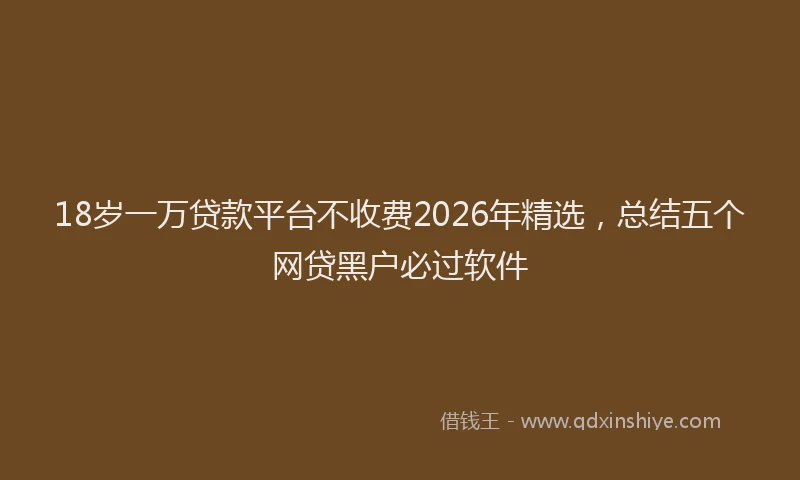 18岁一万贷款平台不收费2026年精选，总结五个网贷黑户必过软件