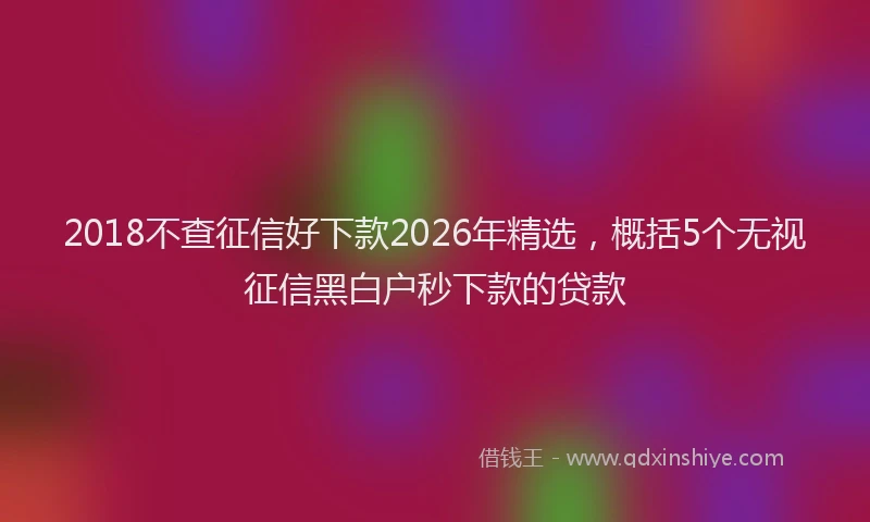 2018不查征信好下款2026年精选，概括5个无视征信黑白户秒下款的贷款