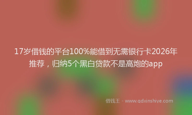 17岁借钱的平台100%能借到无需银行卡2026年推荐，归纳5个黑白贷款不是高炮的app