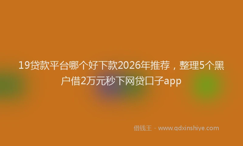 19贷款平台哪个好下款2026年推荐,整理5个黑户借2万元秒下网贷口子app