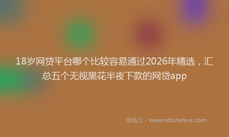 18岁网贷平台哪个比较容易通过2026年精选，汇总五个无视黑花半夜下款的网贷app