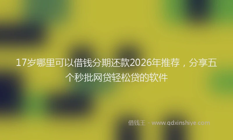 17岁哪里可以借钱分期还款2026年推荐，分享五个秒批网贷轻松贷的软件