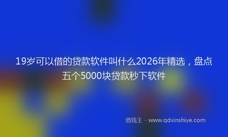 19岁可以借的贷款软件叫什么2026年精选，盘点五个5000块贷款秒下软件
