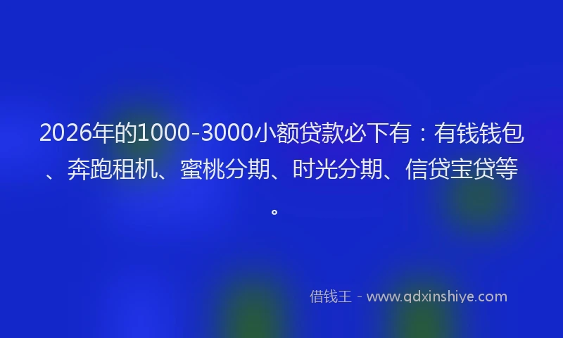 2026年的1000-3000小额贷款必下有:有钱钱包、奔跑租机、蜜桃分期、时光分期、信贷宝贷等。