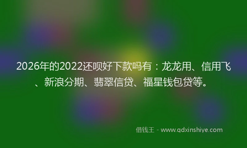 2026年的2022还呗好下款吗有：龙龙用、信用飞、新浪分期、翡翠信贷、福星钱包贷等。