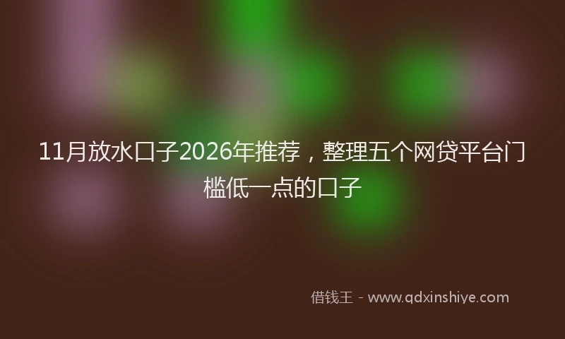 11月放水口子2026年推荐，整理五个网贷平台门槛低一点的口子