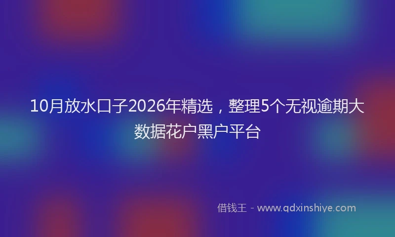 10月放水口子2026年精选，整理5个无视逾期大数据花户黑户平台