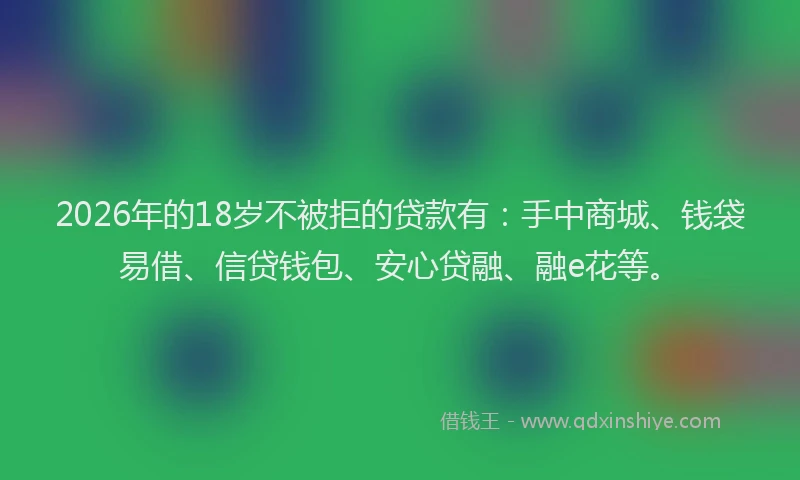 2026年的18岁不被拒的贷款有：手中商城、钱袋易借、信贷钱包、安心贷融、融e花等。