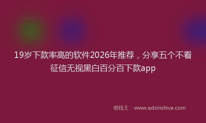 19岁下款率高的软件2026年推荐，分享五个不看征信无视黑白百分百下款app