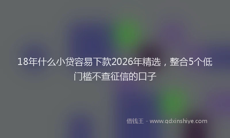 18年什么小贷容易下款2026年精选，整合5个低门槛不查征信的口子