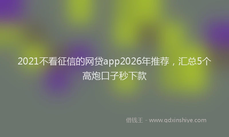 2021不看征信的网贷app2026年推荐,汇总5个高炮口子秒下款