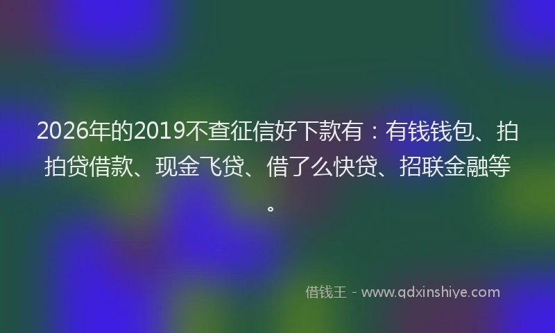 2026年的2019不查征信好下款有:有钱钱包、拍拍贷借款、现金飞贷、借了么快贷、招联金融等。