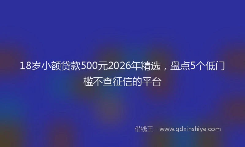 18岁小额贷款500元2026年精选，盘点5个低门槛不查征信的平台