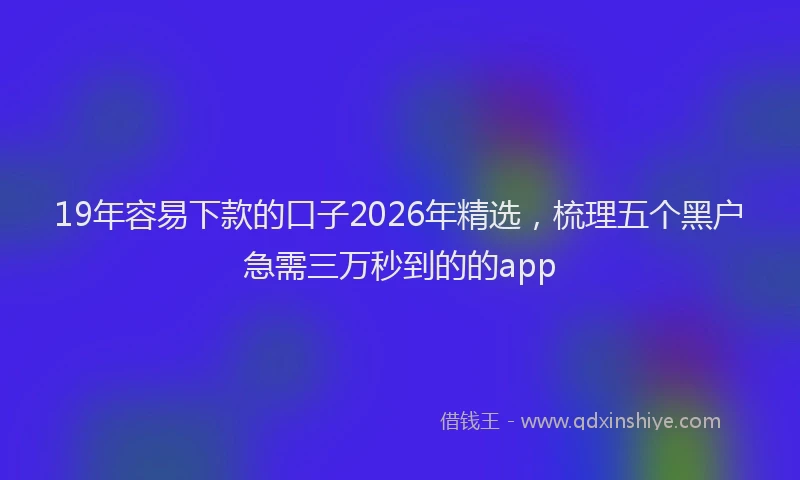 19年容易下款的口子2026年精选,梳理五个黑户急需三万秒到的的app
