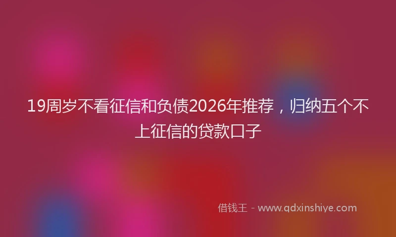 19周岁不看征信和负债2026年推荐，归纳五个不上征信的贷款口子