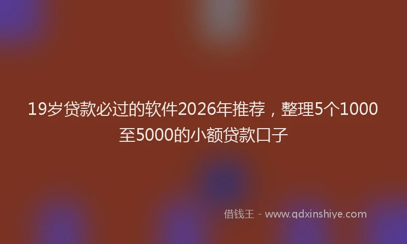 19岁贷款必过的软件2026年推荐，整理5个1000至5000的小额贷款口子