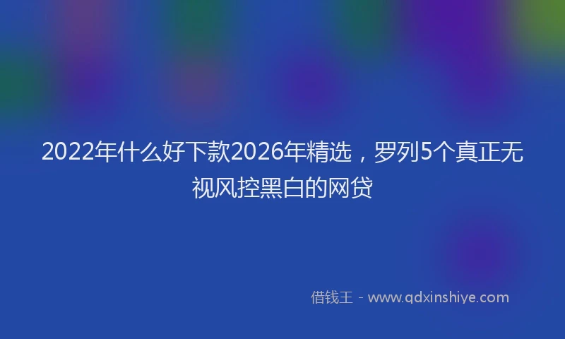 2022年什么好下款2026年精选,罗列5个真正无视风控黑白的网贷