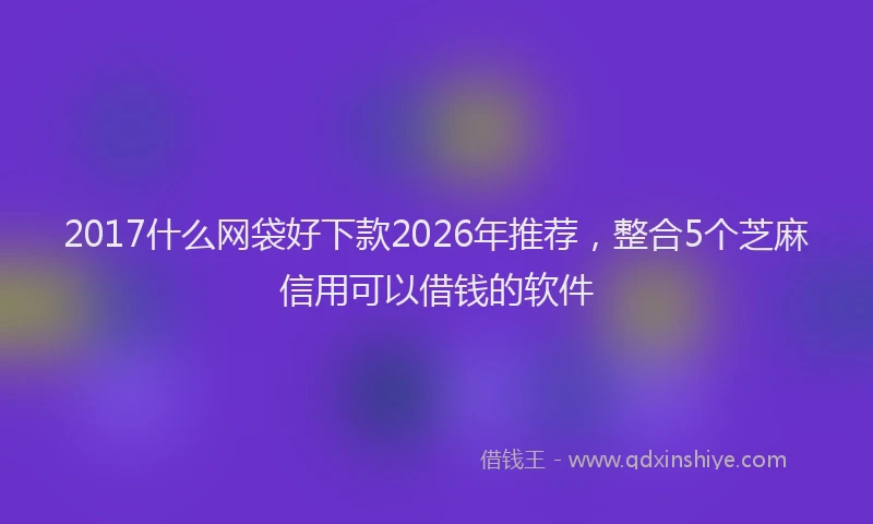 2017什么网袋好下款2026年推荐，整合5个芝麻信用可以借钱的软件