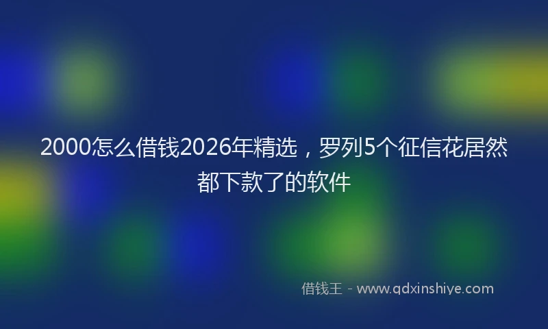 2000怎么借钱2026年精选，罗列5个征信花居然都下款了的软件